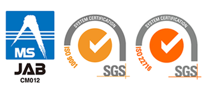 生産本部成田工場は国際規格「ISO9001」、「ISO22716」の認証を取得した工場です