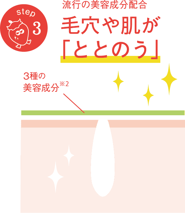 step3 流行の美容成分配合 毛穴や肌がととのう