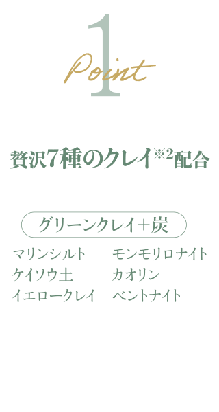 ポイント1 贅沢7種類のクレイ配合