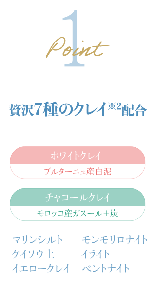 ポイント1 贅沢7種類のクレイ配合